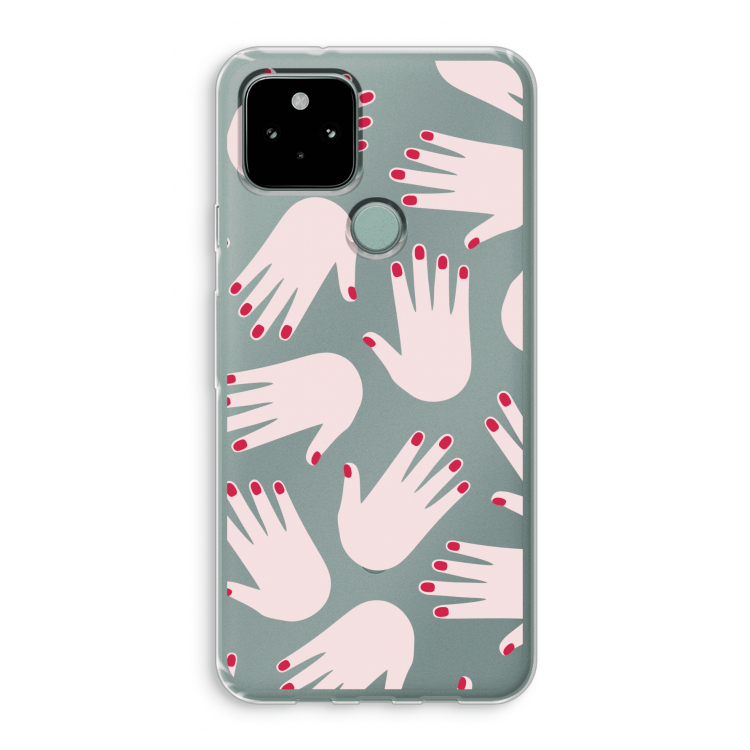Hands pink: Google Pixel 5 Transparant Hoesje
