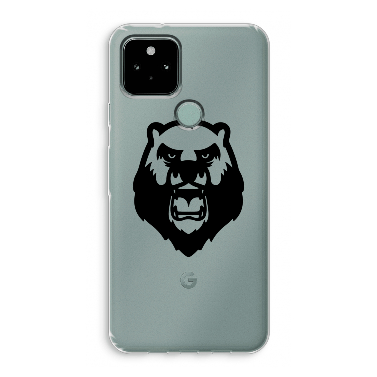 Angry Bear (black): Google Pixel 5 Transparant Hoesje