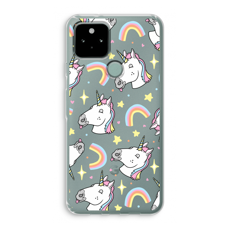 Rainbow Unicorn: Google Pixel 5 Transparant Hoesje