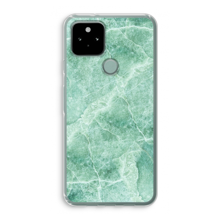 Groen marmer: Google Pixel 5 Transparant Hoesje