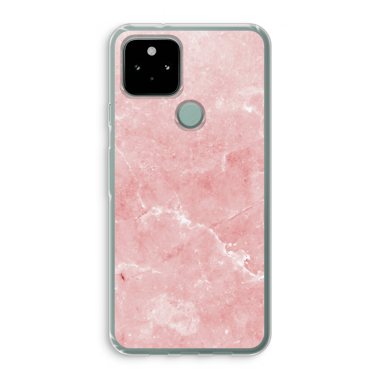 Roze marmer: Google Pixel 5 Transparant Hoesje