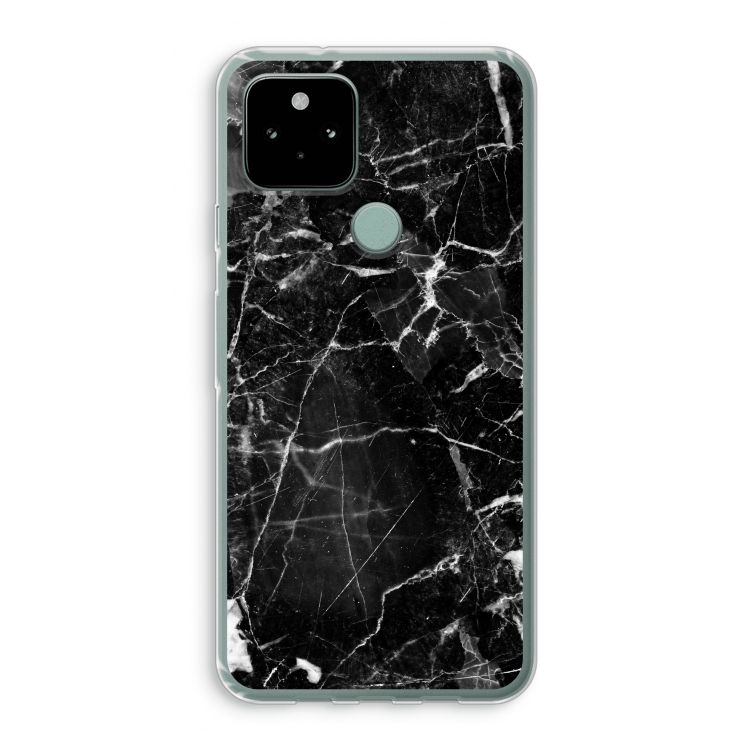 Zwart Marmer 2: Google Pixel 5 Transparant Hoesje