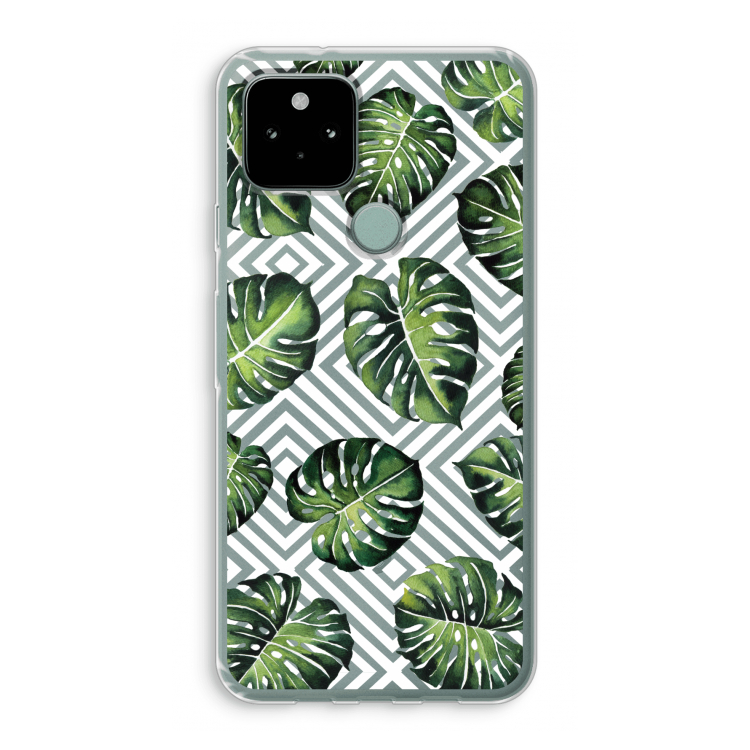 Geometrische jungle: Google Pixel 5 Transparant Hoesje
