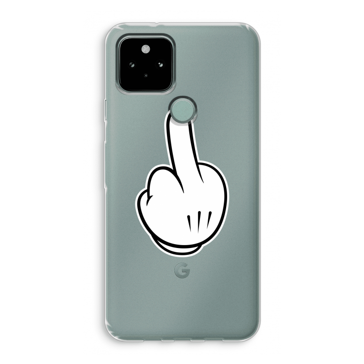 Middle finger black: Google Pixel 5 Transparant Hoesje