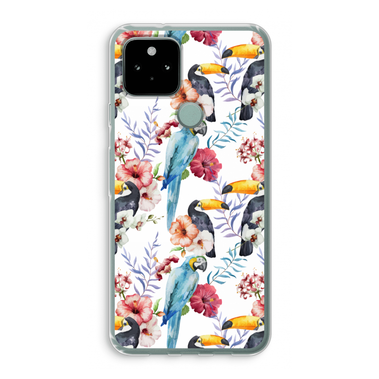 Bloemen tukan: Google Pixel 5 Transparant Hoesje