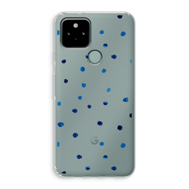 Blauwe stippen: Google Pixel 5 Transparant Hoesje