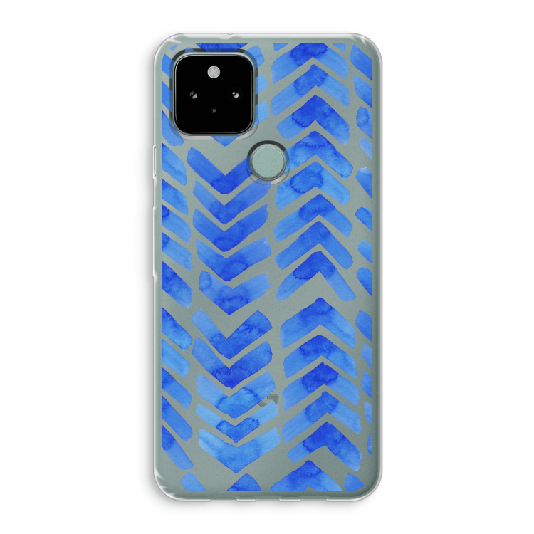 Blauwe pijlen: Google Pixel 5 Transparant Hoesje