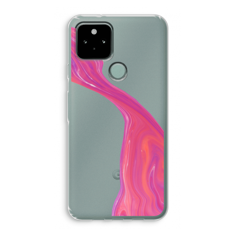 Paarse stroom: Google Pixel 5 Transparant Hoesje