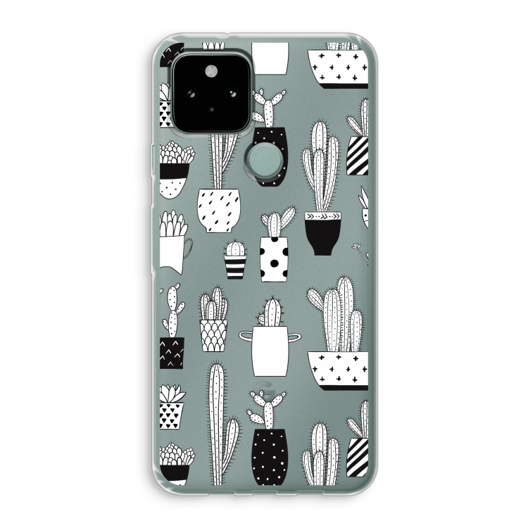 Cactusmotief: Google Pixel 5 Transparant Hoesje