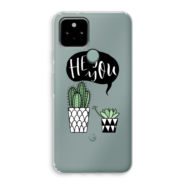Hey you cactus: Google Pixel 5 Transparant Hoesje