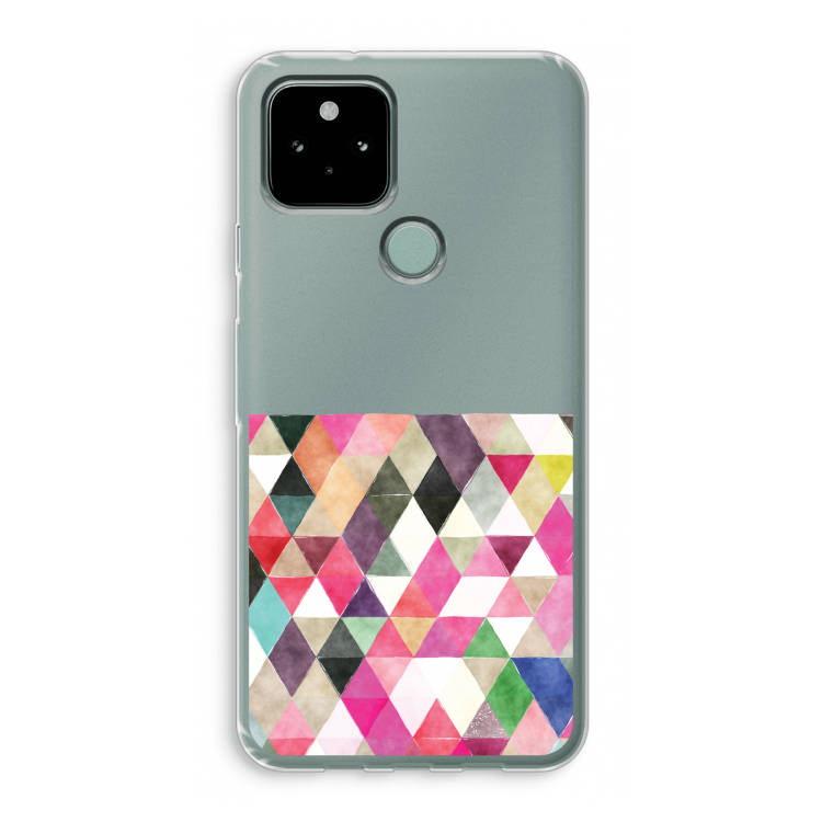 Gekleurde driehoekjes: Google Pixel 5 Transparant Hoesje