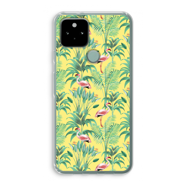 Flamingo party: Google Pixel 5 Transparant Hoesje