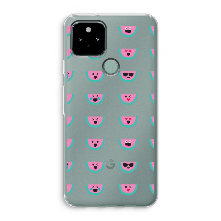 Smiley watermeloenprint: Google Pixel 5 Transparant Hoesje