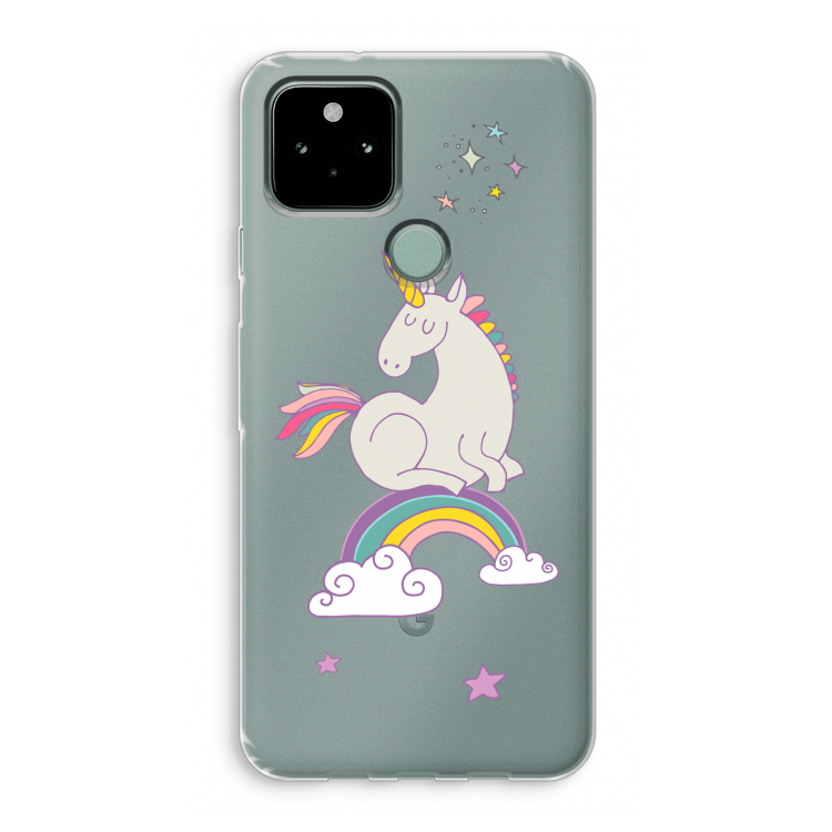 Regenboog eenhoorn: Google Pixel 5 Transparant Hoesje
