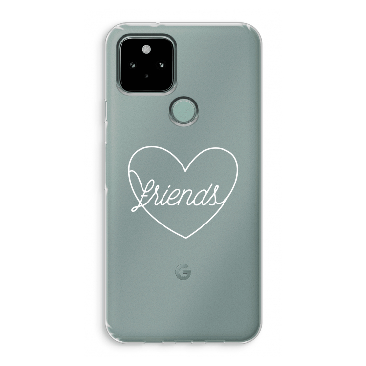 Friends heart pastel: Google Pixel 5 Transparant Hoesje