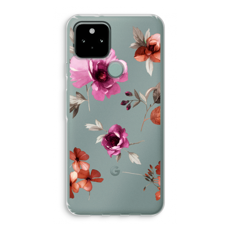Geschilderde bloemen: Google Pixel 5 Transparant Hoesje