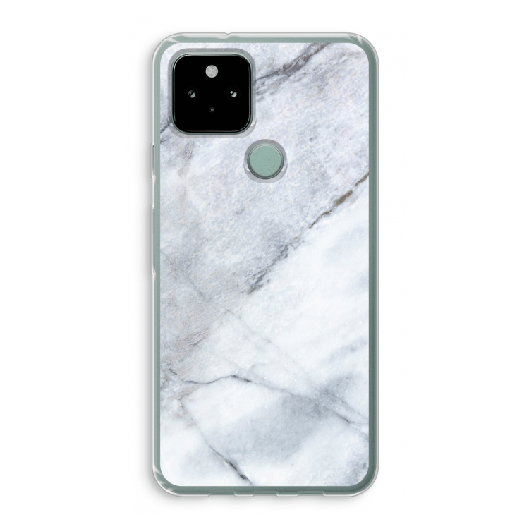 Witte marmer: Google Pixel 5 Transparant Hoesje