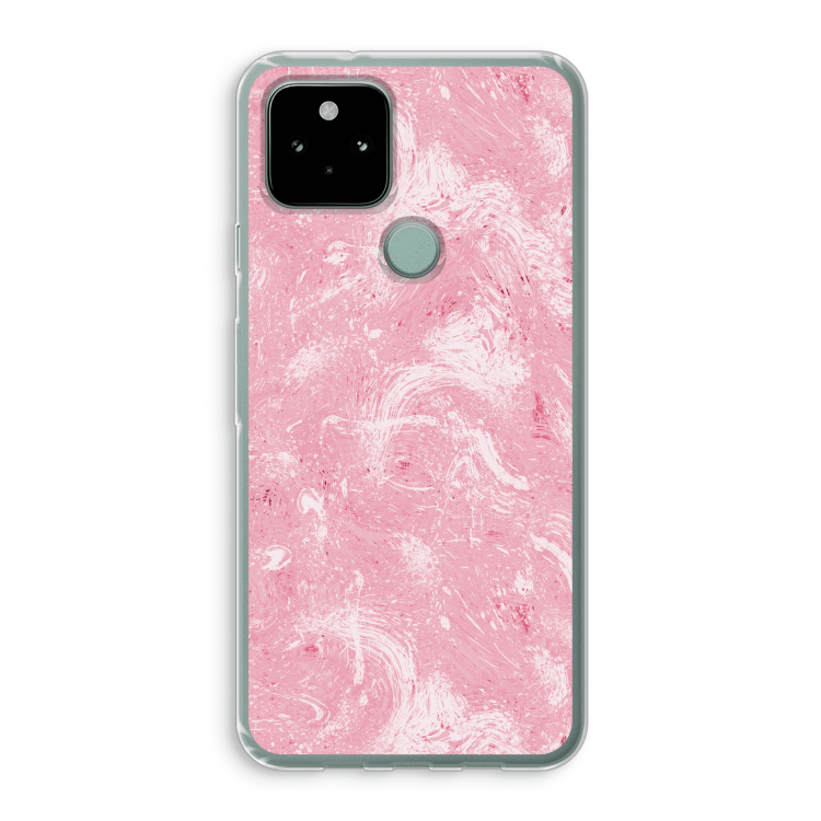 Abstract Painting Pink: Google Pixel 5 Transparant Hoesje