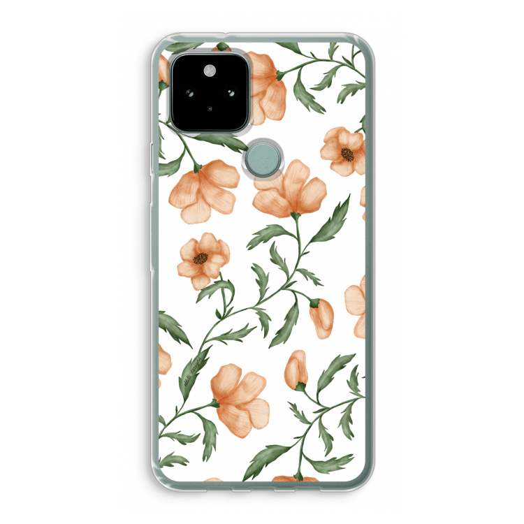 Peachy flowers: Google Pixel 5 Transparant Hoesje