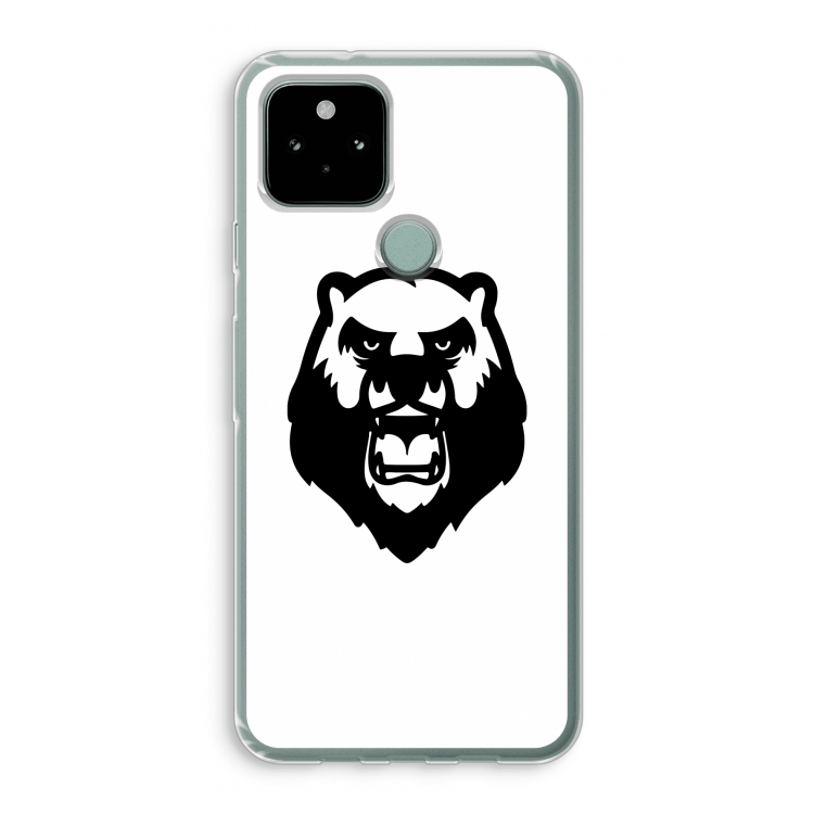 Angry Bear (white): Google Pixel 5 Transparant Hoesje