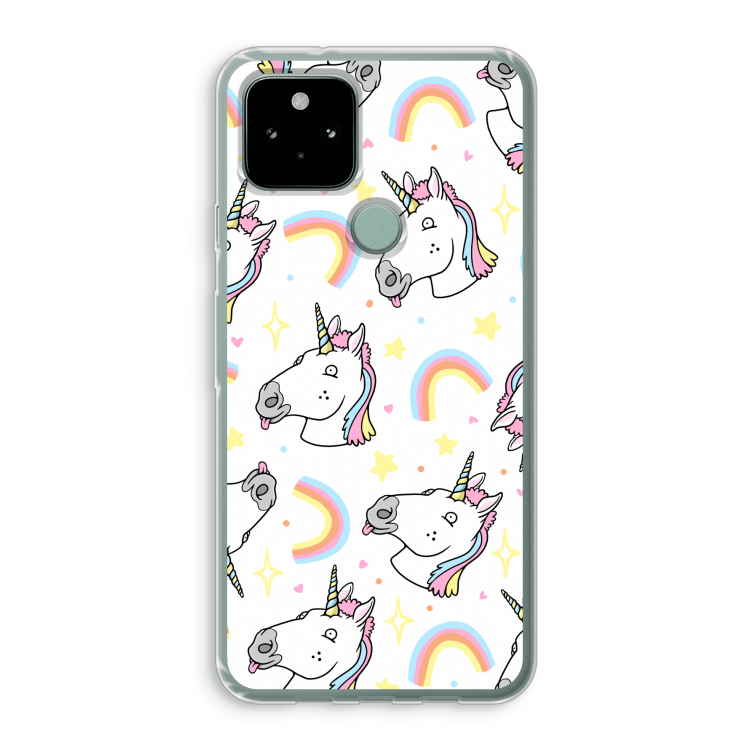 Rainbow Unicorn: Google Pixel 5 Transparant Hoesje