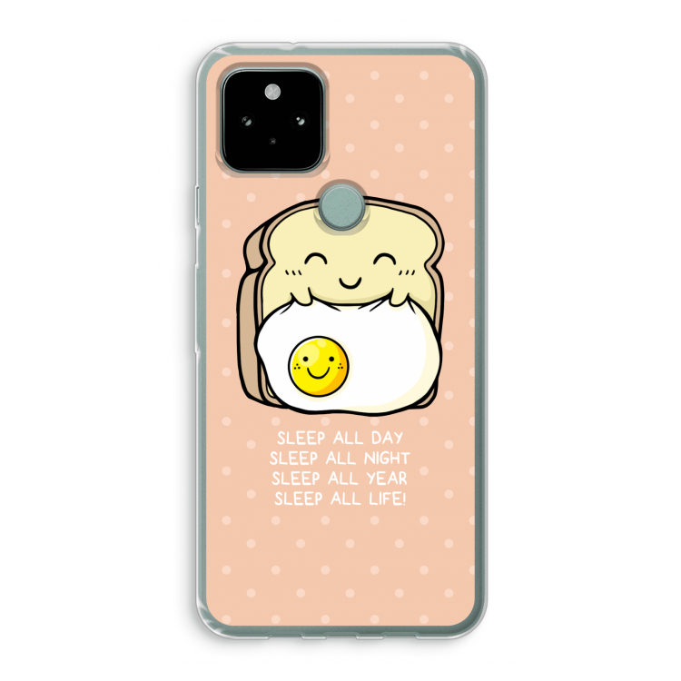 Sleep All Day: Google Pixel 5 Transparant Hoesje