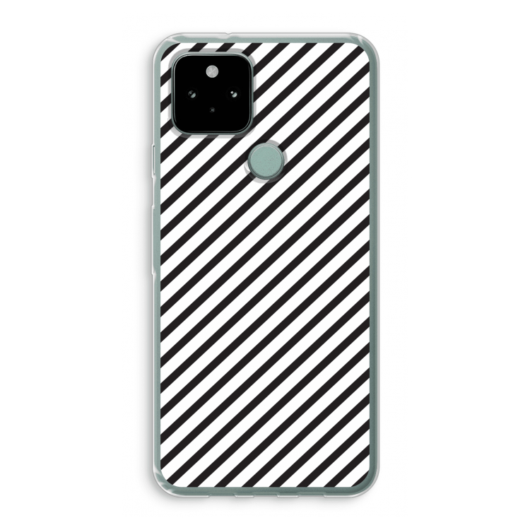 Strepen zwart-wit: Google Pixel 5 Transparant Hoesje