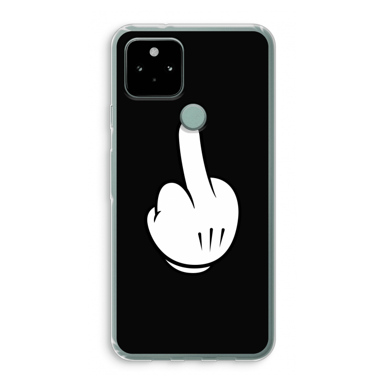 Middle finger black: Google Pixel 5 Transparant Hoesje