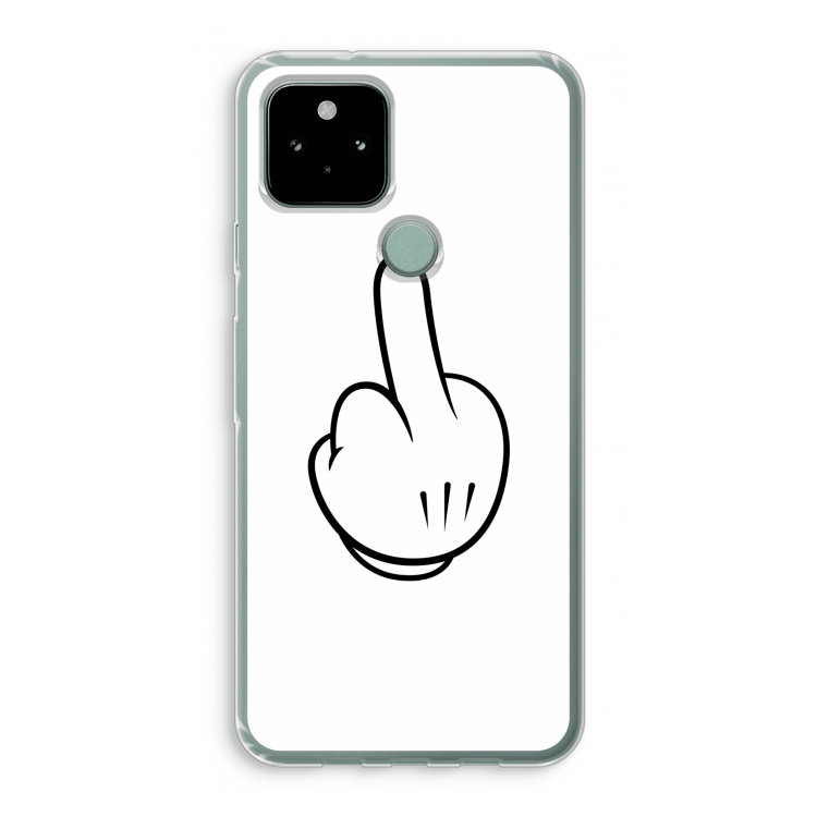 Middle finger white: Google Pixel 5 Transparant Hoesje