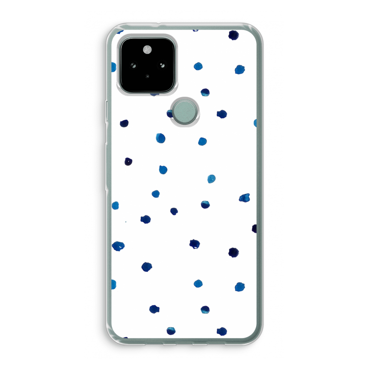 Blauwe stippen: Google Pixel 5 Transparant Hoesje
