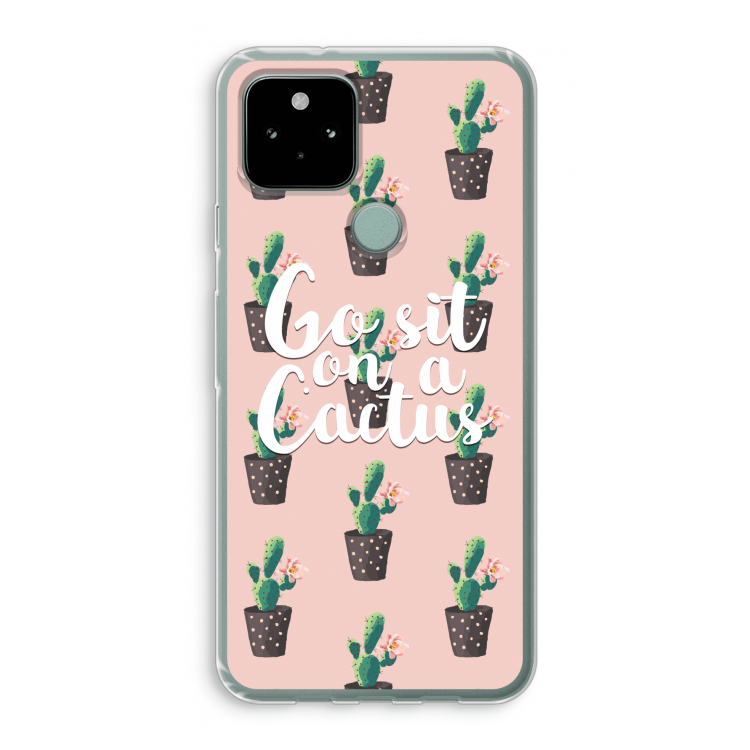 Cactus quote: Google Pixel 5 Transparant Hoesje
