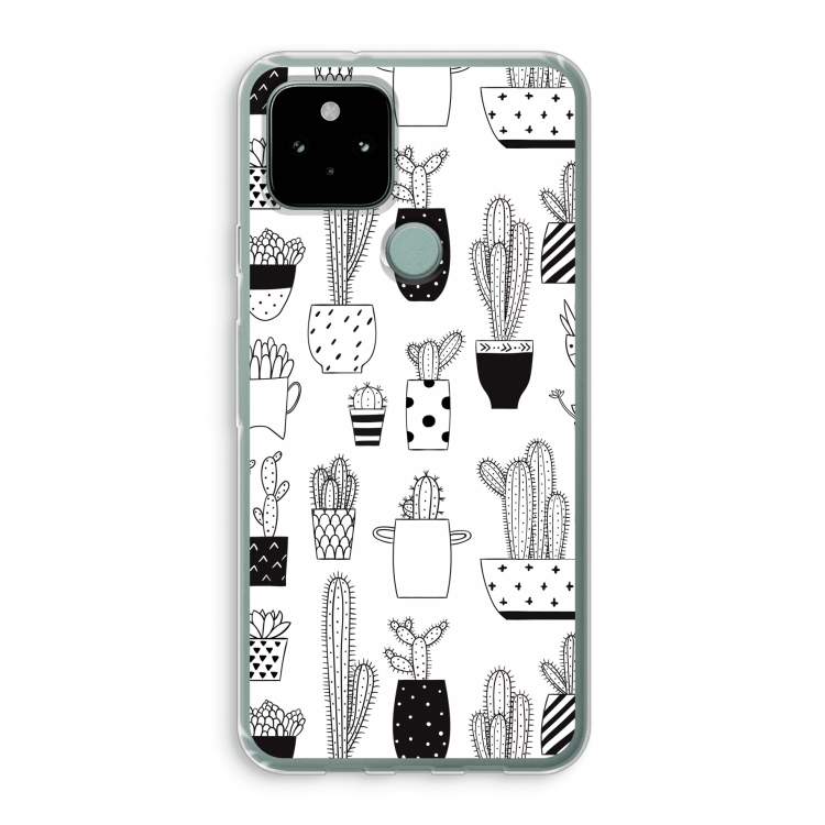Cactusmotief: Google Pixel 5 Transparant Hoesje