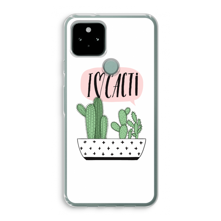 I love cacti: Google Pixel 5 Transparant Hoesje