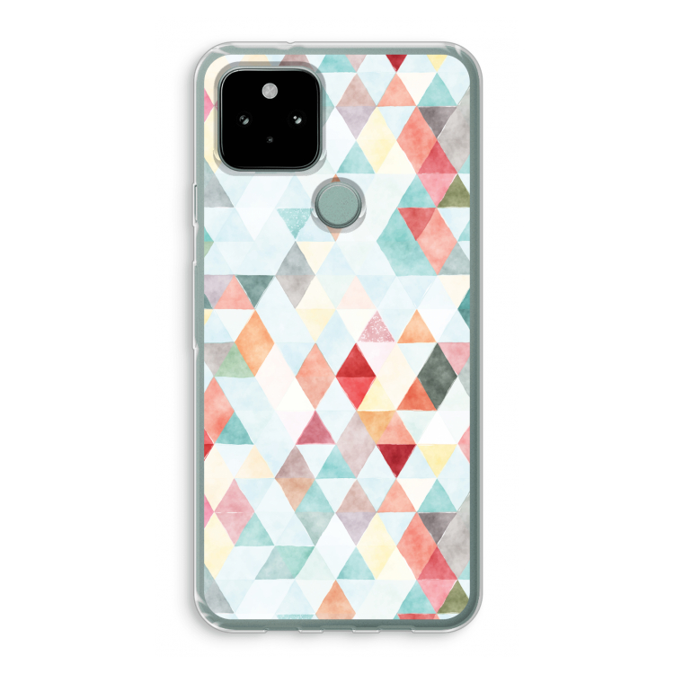 Gekleurde driehoekjes pastel: Google Pixel 5 Transparant Hoesje