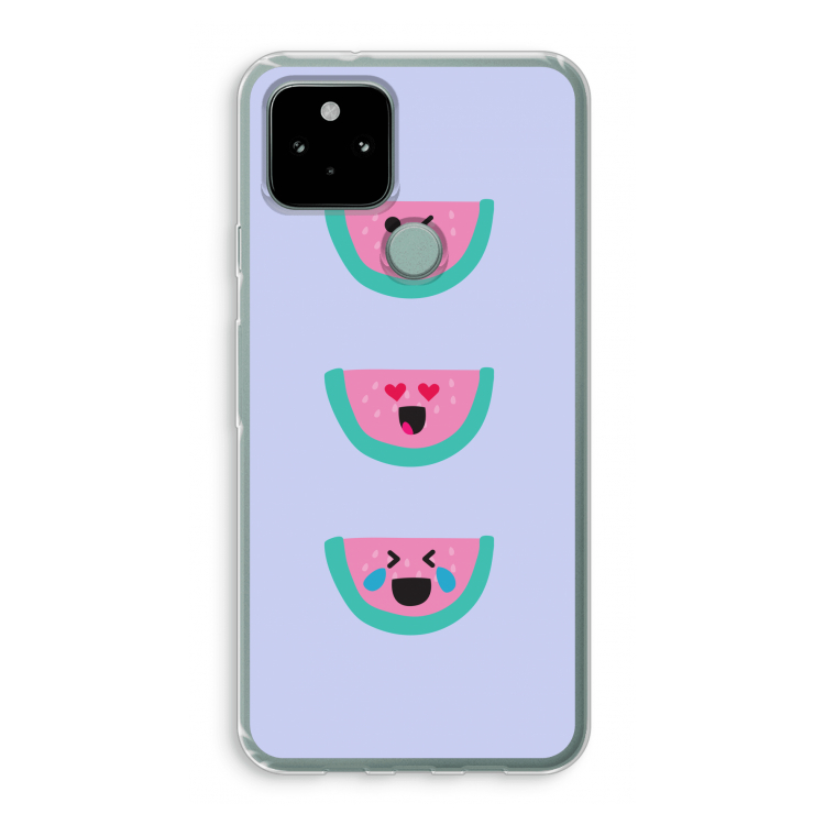 Smiley watermeloen: Google Pixel 5 Transparant Hoesje