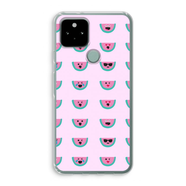 Smiley watermeloenprint: Google Pixel 5 Transparant Hoesje