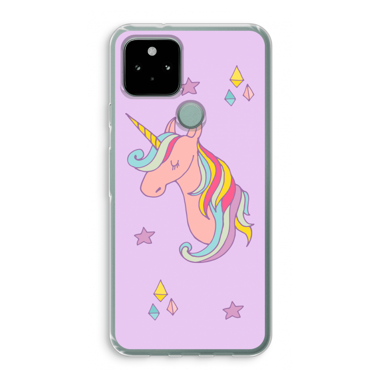 Roze eenhoorn: Google Pixel 5 Transparant Hoesje