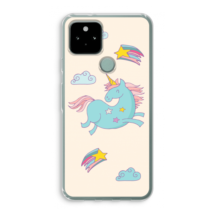 Vliegende eenhoorn: Google Pixel 5 Transparant Hoesje