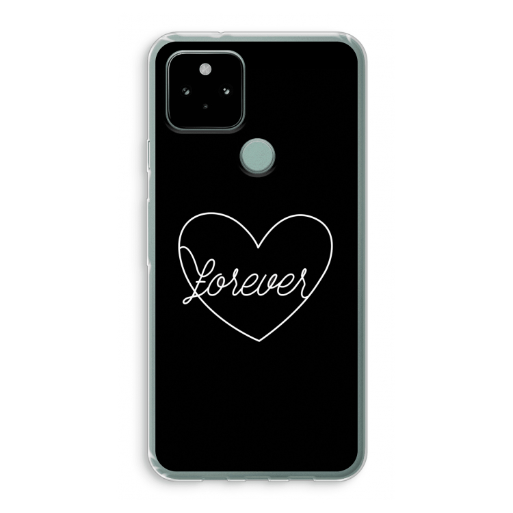 Forever heart black: Google Pixel 5 Transparant Hoesje