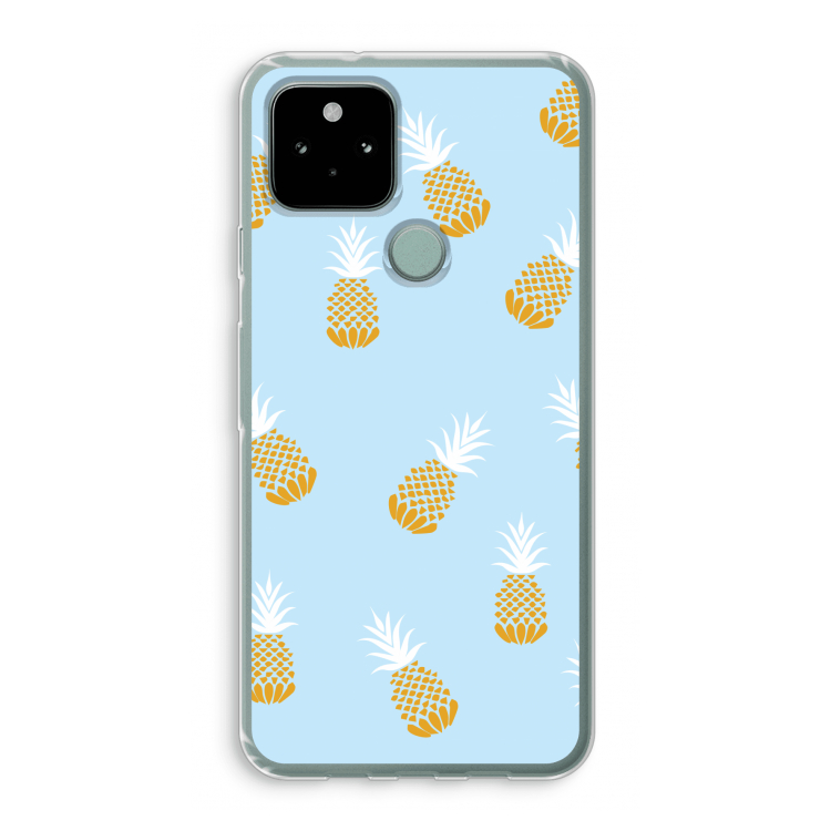 Ananasjes: Google Pixel 5 Transparant Hoesje