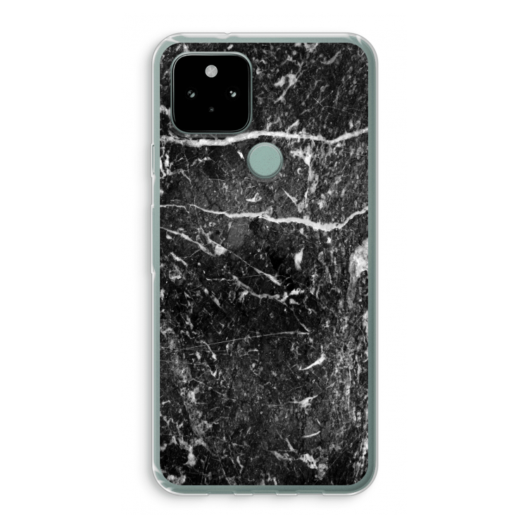 Zwart marmer: Google Pixel 5 Transparant Hoesje