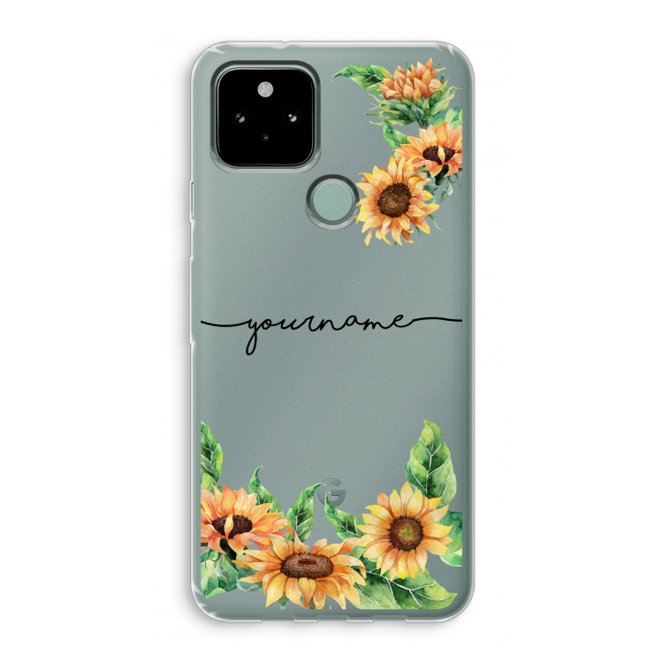 Zonnebloemen: Google Pixel 5 Transparant Hoesje