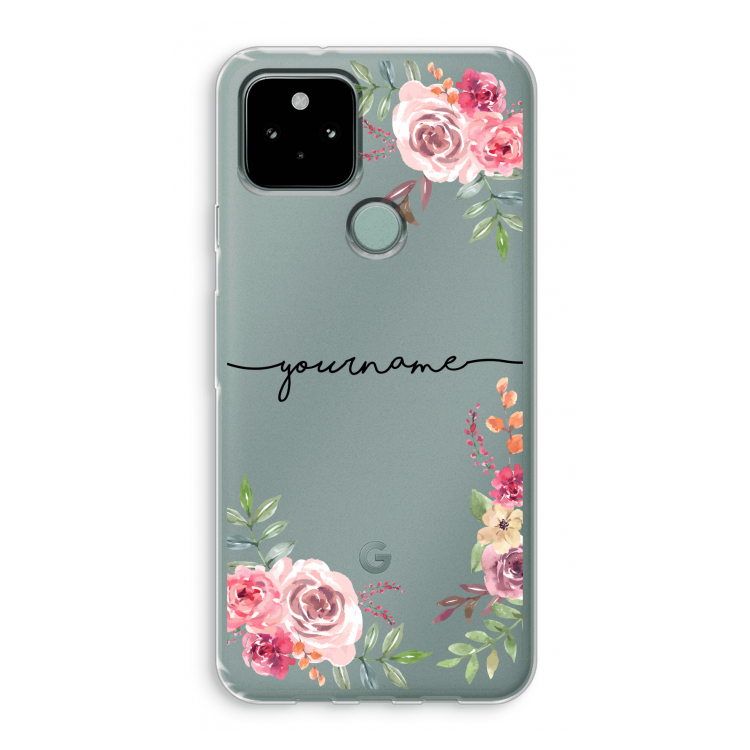 Rozen: Google Pixel 5 Transparant Hoesje