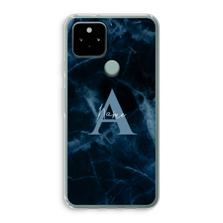 Midnight Marble: Google Pixel 5 Transparant Hoesje