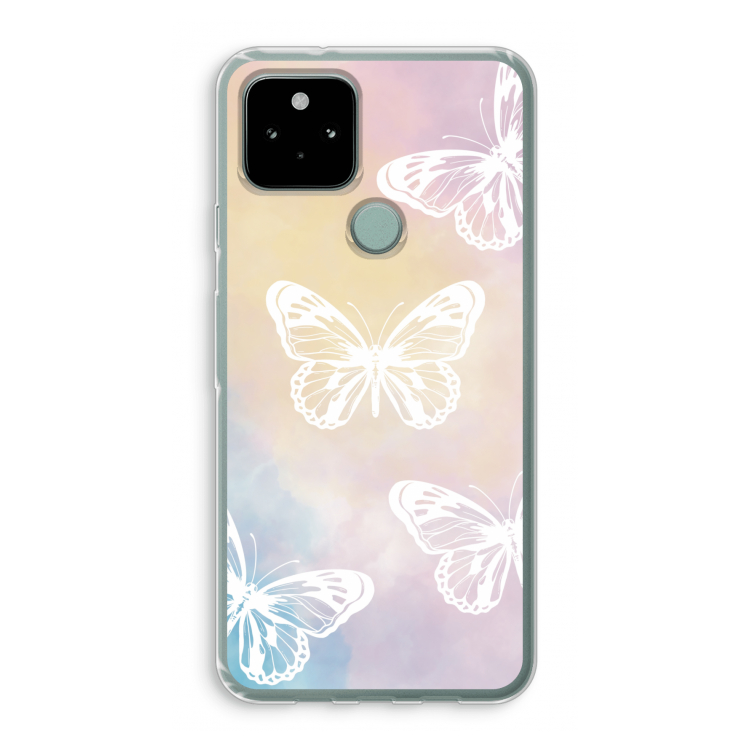 White butterfly: Google Pixel 5 Transparant Hoesje