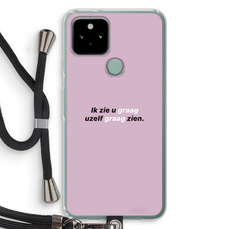 uzelf graag zien: Pixel 5 Transparant Hoesje met koord