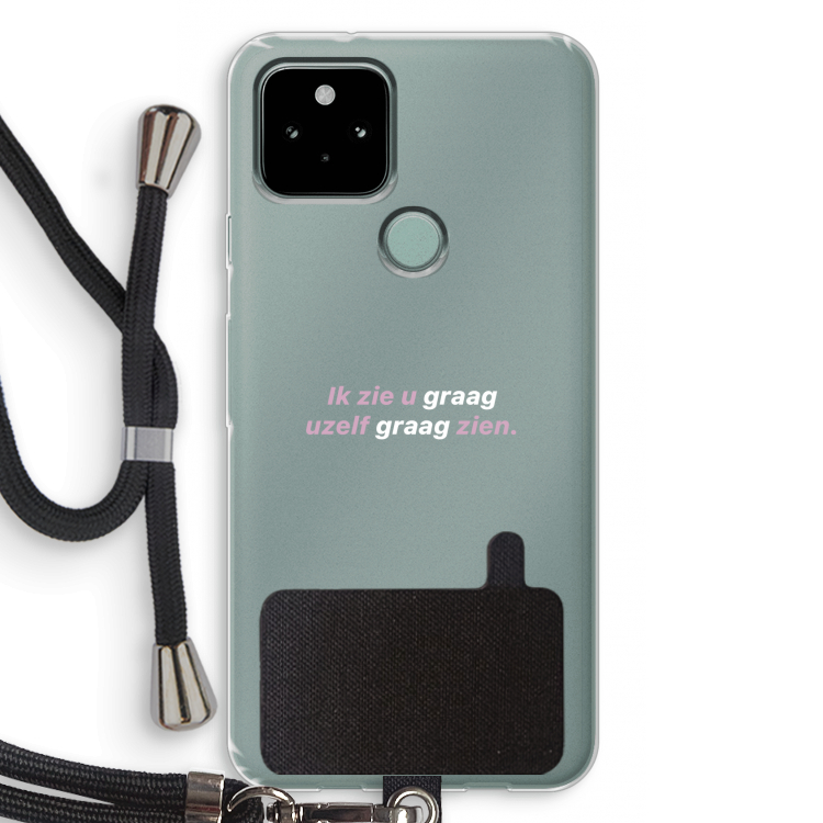 uzelf graag zien: Pixel 5 Transparant Hoesje met koord