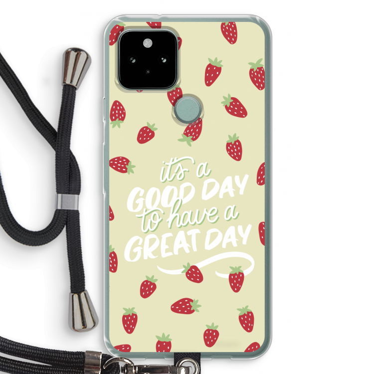 Don't forget to have a great day: Pixel 5 Transparant Hoesje met koord