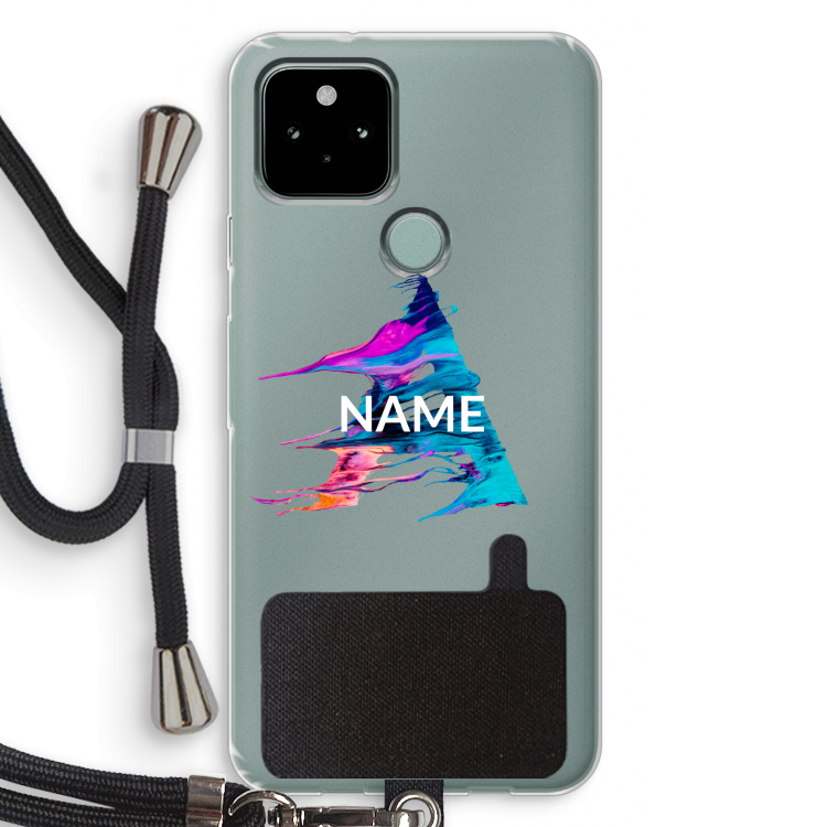 Abstract Spectrum: Pixel 5 Transparant Hoesje met koord