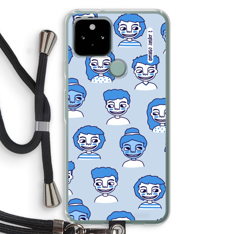 Gezichtjes: Pixel 5 Transparant Hoesje met koord